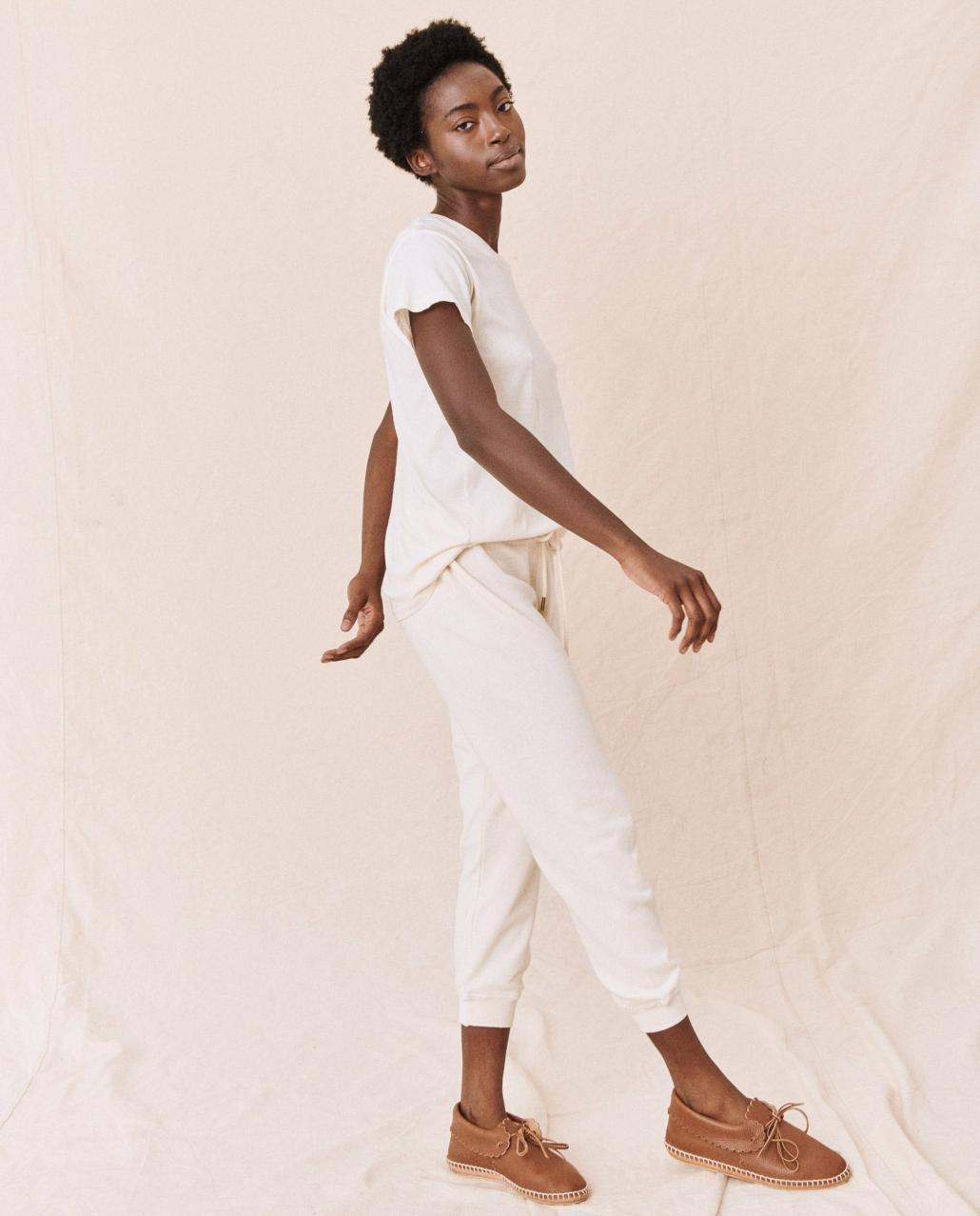 The Great. Sweatpants | The Cropped Sweatpant. Washed White - Women