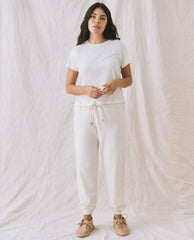 The Great. Sweatpants | The Cropped Sweatpant. Washed White - Women
