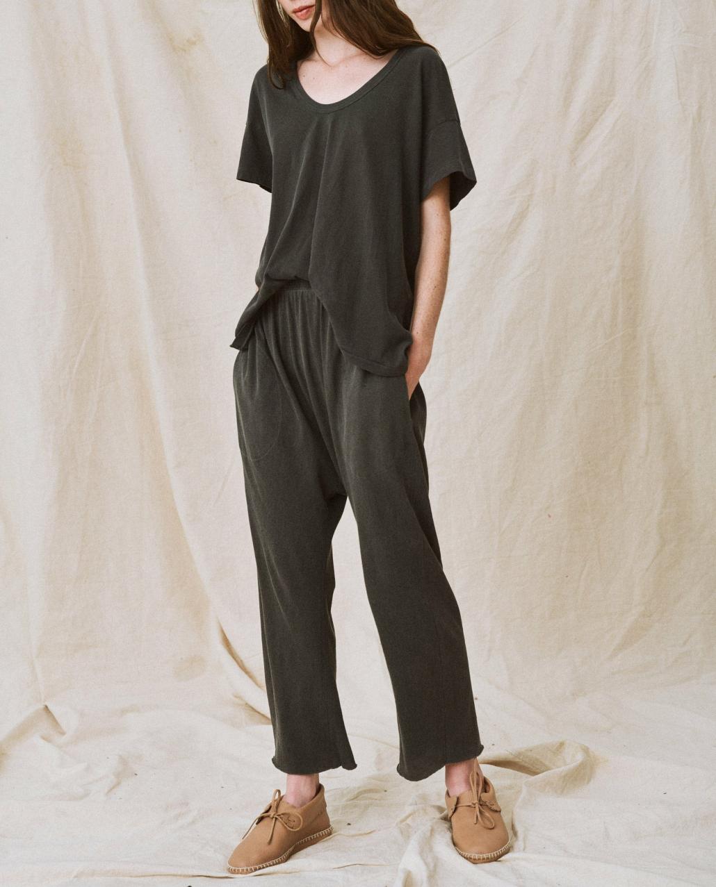 The Great. Sweatpants | The Jersey Crop. Washed Black - Women