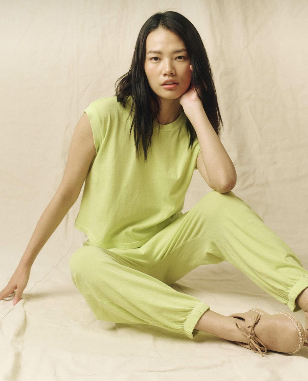 The Great. Sweatpants | The Jersey Jogger Pant. Lime Zest - Women