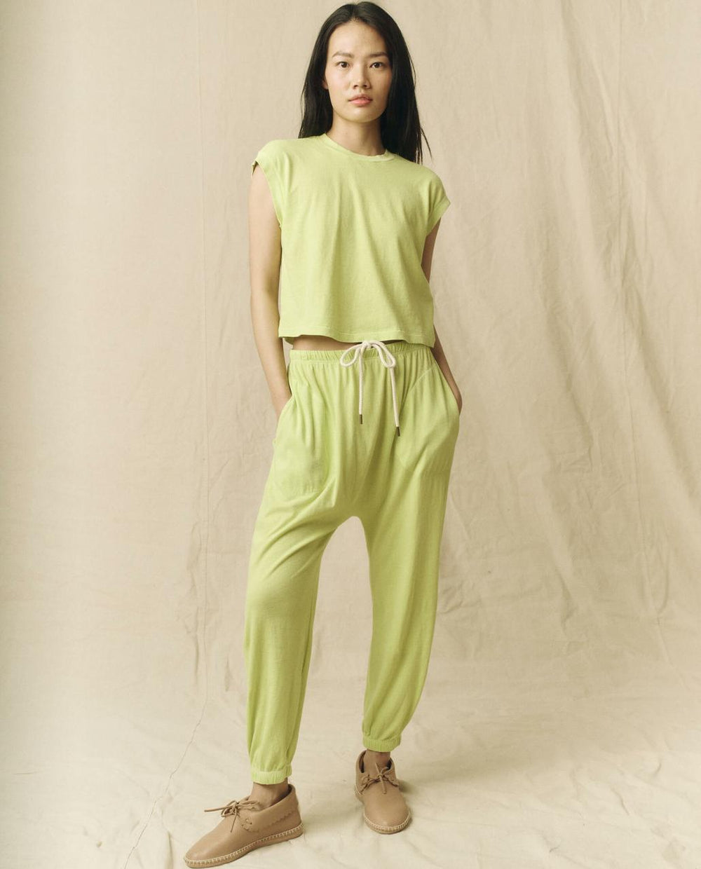 The Great. Sweatpants | The Jersey Jogger Pant. Lime Zest - Women