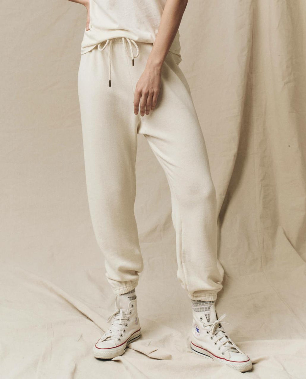 The Great. Sweatpants | The Stadium Sweatpant. Solid Washed White - Women