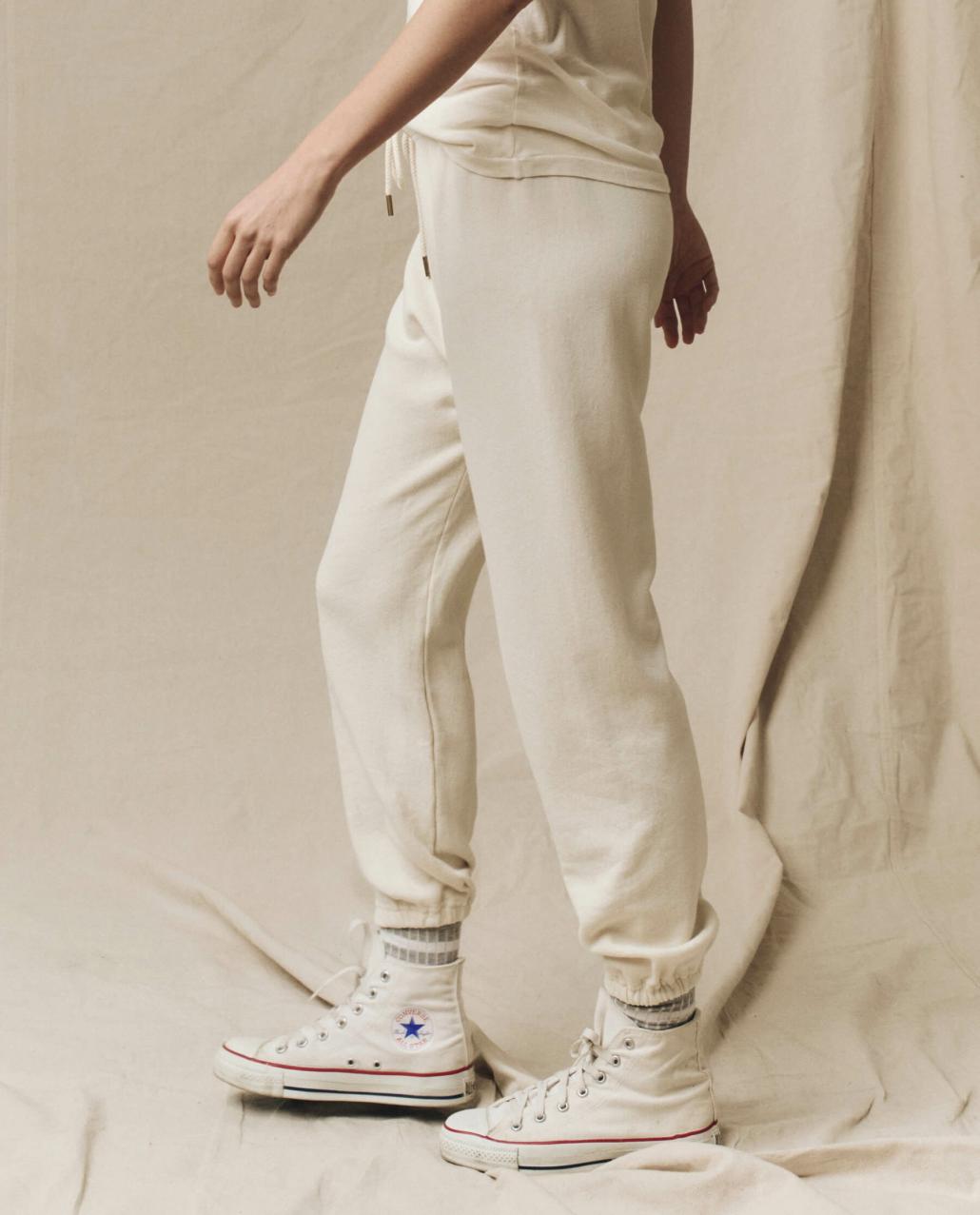 The Great. Sweatpants | The Stadium Sweatpant. Solid Washed White - Women