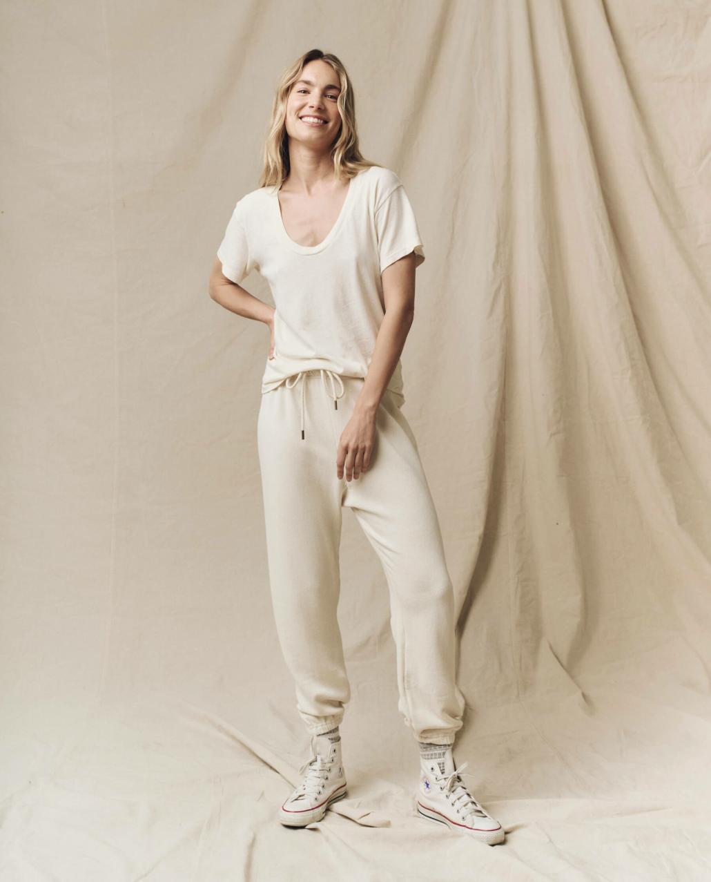 The Great. Sweatpants | The Stadium Sweatpant. Solid Washed White - Women