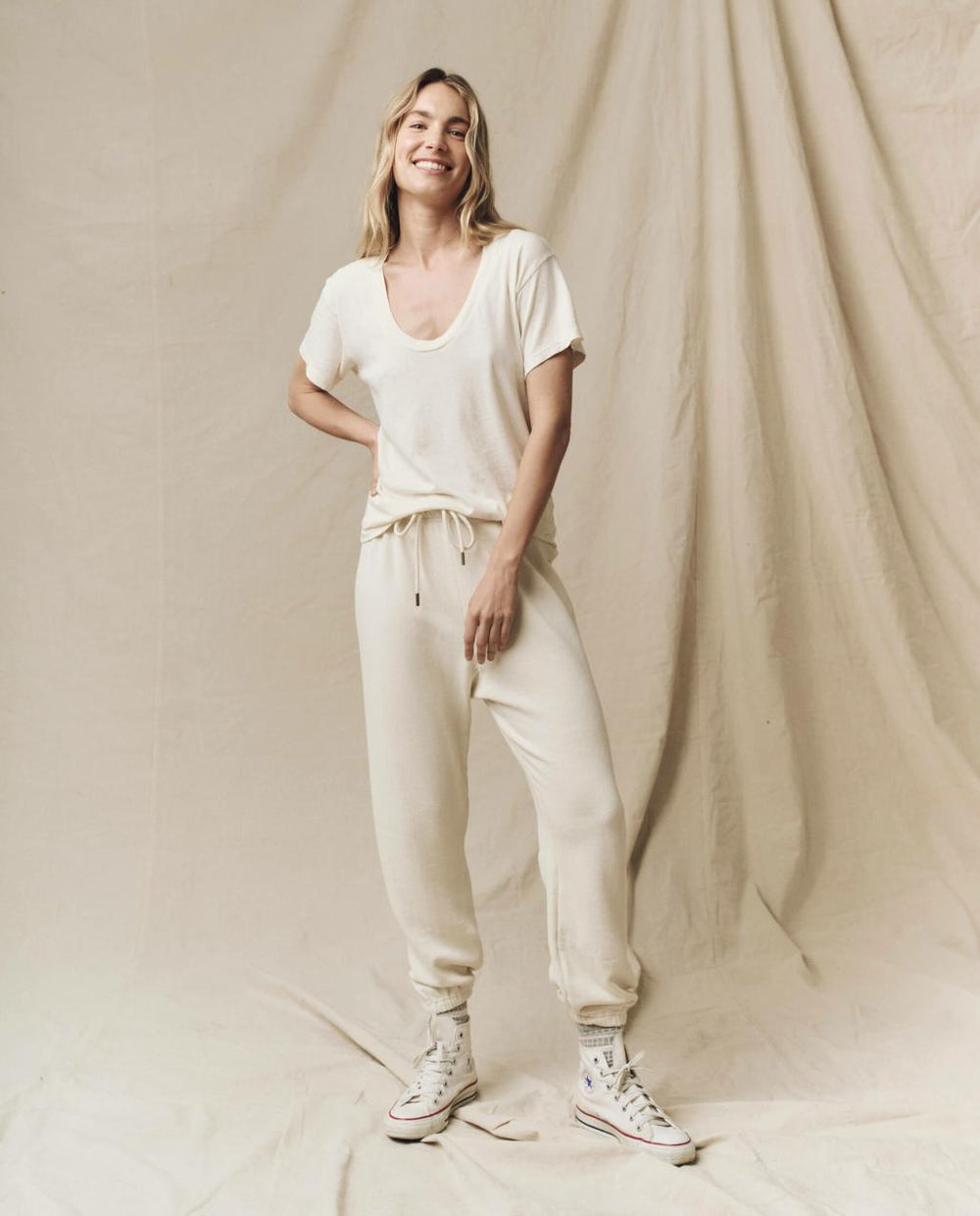 The Great. Sweatpants | The Stadium Sweatpant. Solid Washed White - Women