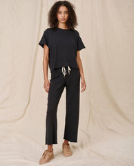 The Great. Sweatpants | The Wide Leg Cropped Sweatpant. Almost Black - Women