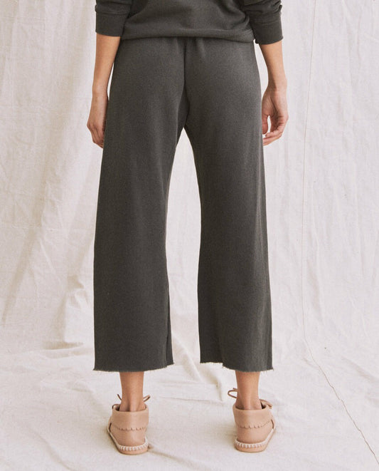The Great. Sweatpants | The Wide Leg Cropped Sweatpant. Washed Black - Women