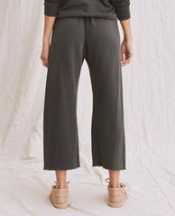 The Great. Sweatpants | The Wide Leg Cropped Sweatpant. Washed Black - Women