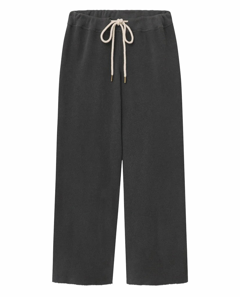 The Great. Sweatpants | The Wide Leg Cropped Sweatpant. Washed Black - Women