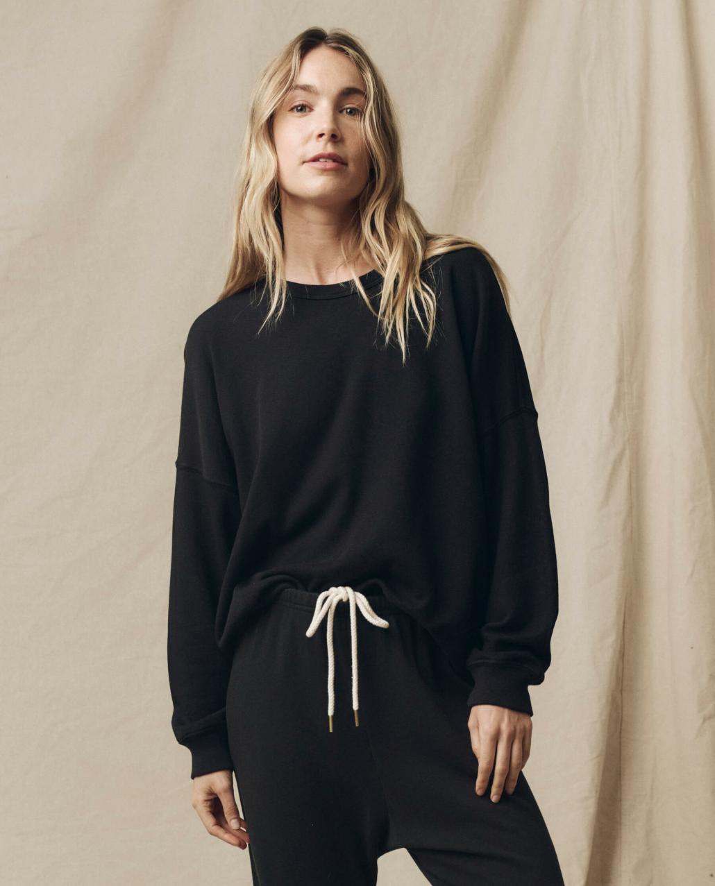 The Great. Sweatshirts | The Teammate Sweatshirt. Solid Almost Black - Women