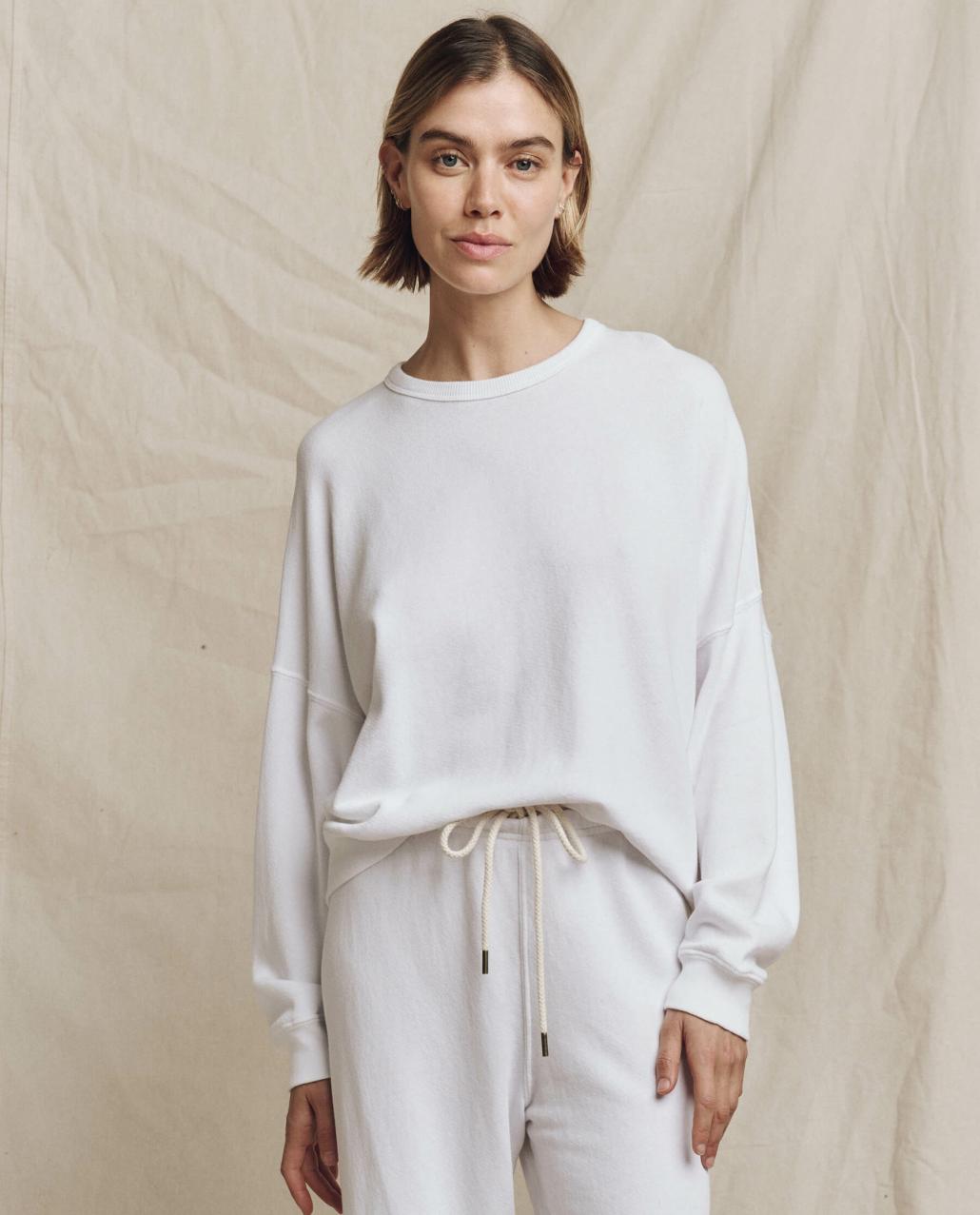 The Great. Sweatshirts | The Teammate Sweatshirt. Solid True White - Women