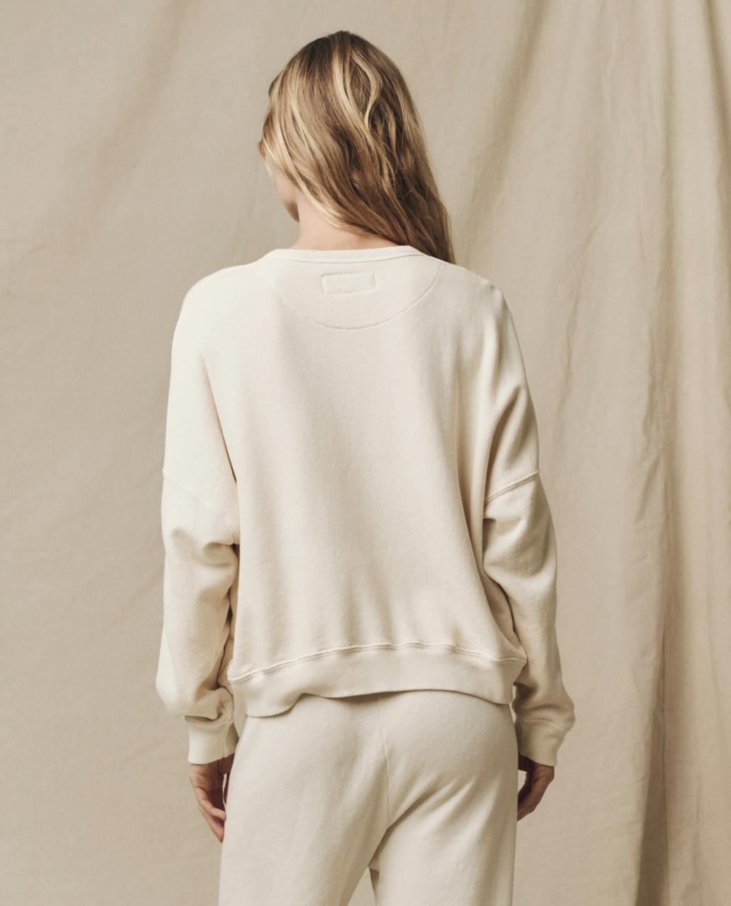 The Great. Sweatshirts | The Teammate Sweatshirt. Solid Washed White - Women