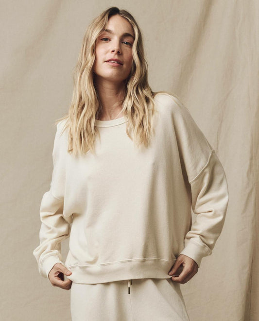 The Great. Sweatshirts | The Teammate Sweatshirt. Solid Washed White - Women