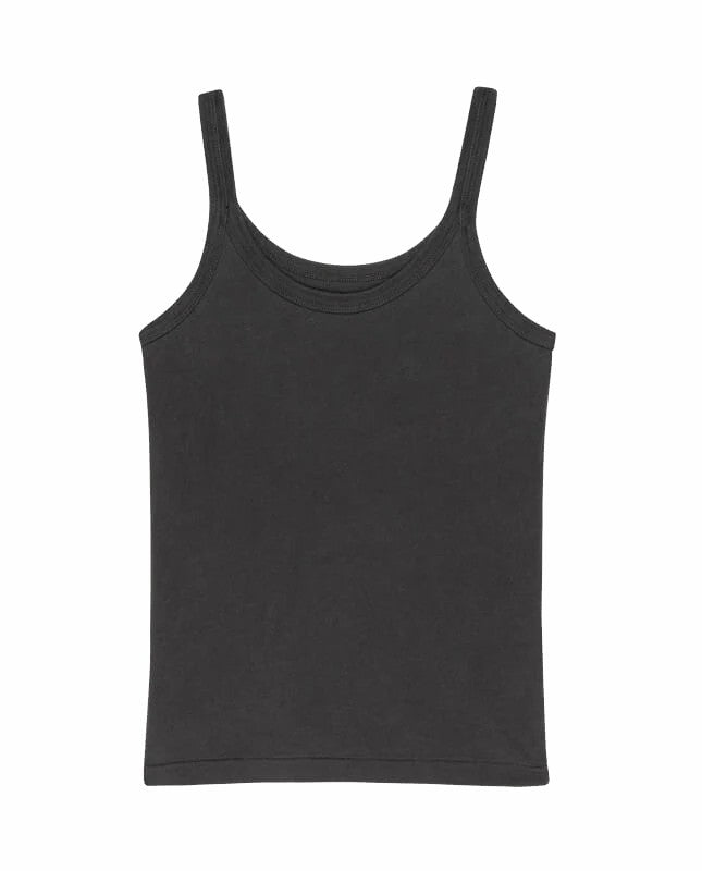 The Great. Tanks | The Slim Tank. Solid Washed Black - Women