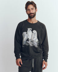 The Great. Tees &amp; Sweats | The Men&#039;s College Sweatshirt. Graphic Washed Black With Polar Bear - Men