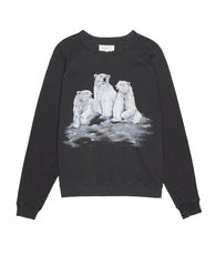 The Great. Tees &amp; Sweats | The Men&#039;s College Sweatshirt. Graphic Washed Black With Polar Bear - Men