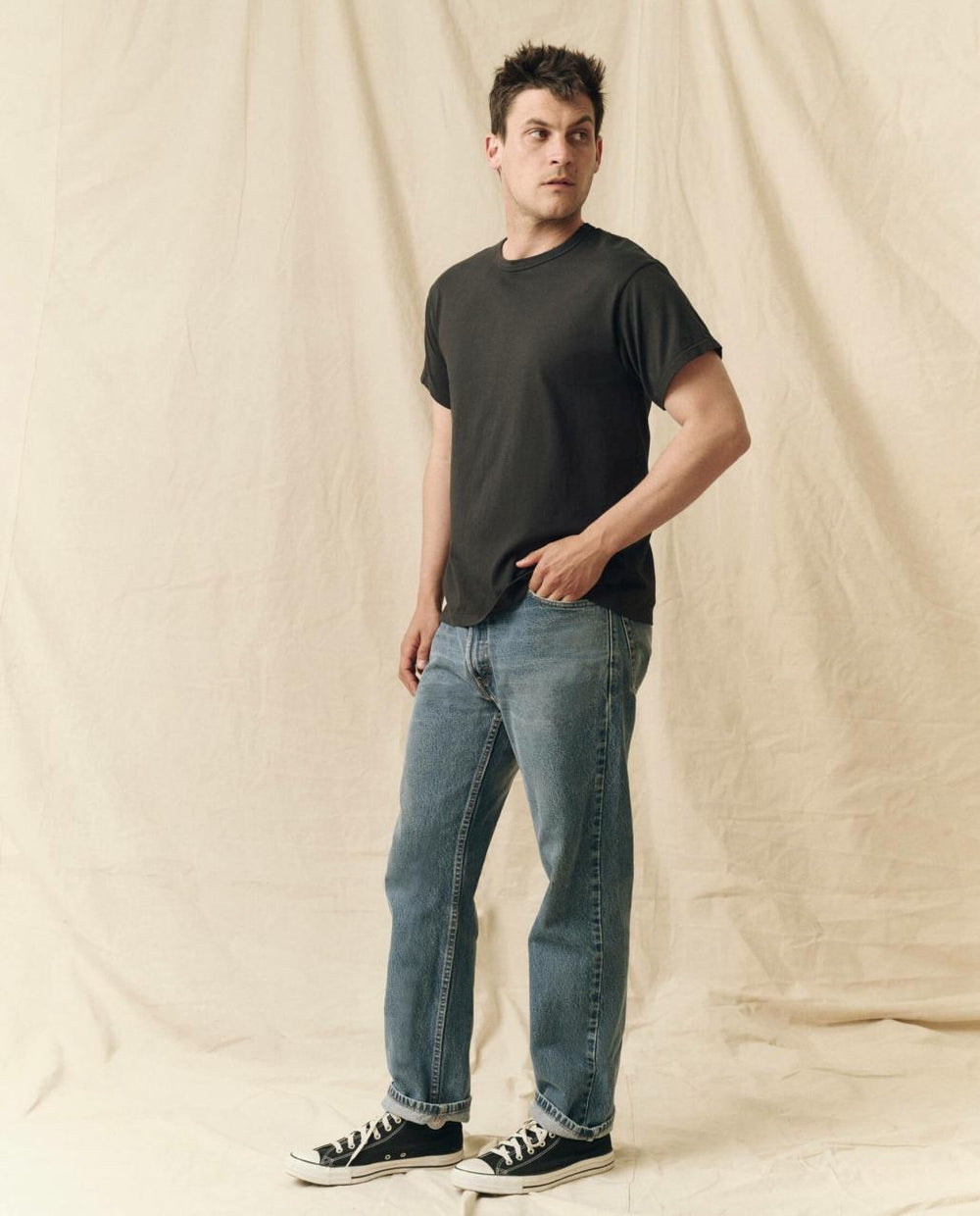 The Great. Tees &amp; Sweats | The Men&#039;s Pure Knits Boxy Crew. Solid Almost Black - Men