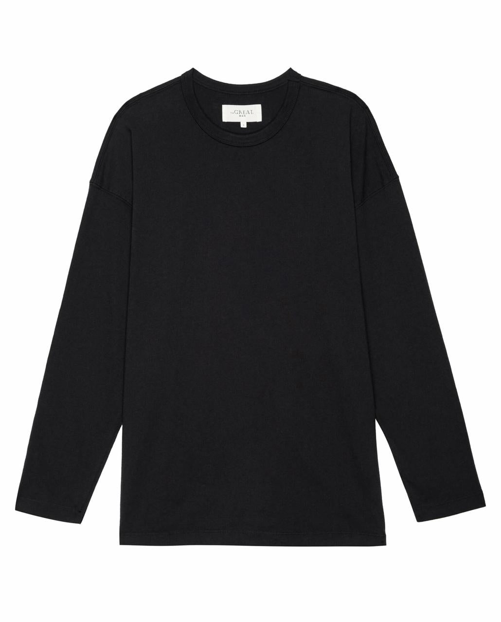 The Great. Tees &amp; Sweats | The Men&#039;s Pure Knits Long Sleeve Boxy Crew. Solid Almost Black - Men