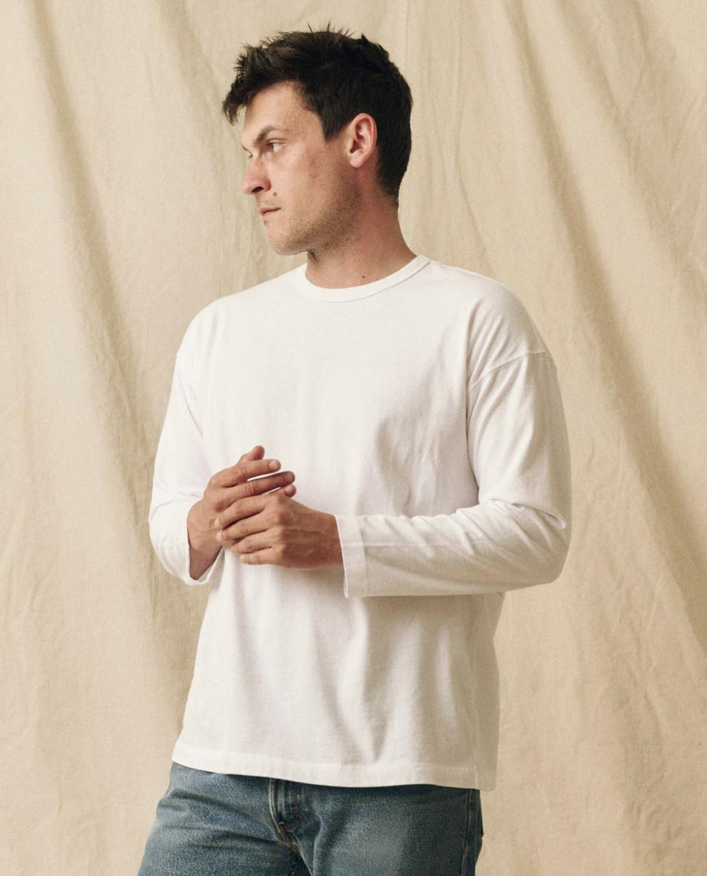 The Great. Tees &amp; Sweats | The Men&#039;s Pure Knits Long Sleeve Boxy Crew. Solid True White - Men