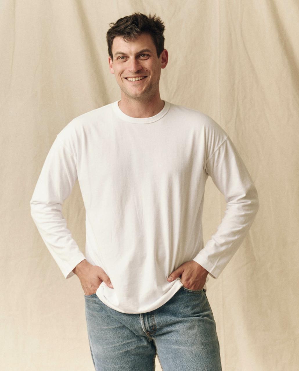 The Great. Tees &amp; Sweats | The Men&#039;s Pure Knits Long Sleeve Boxy Crew. Solid True White - Men