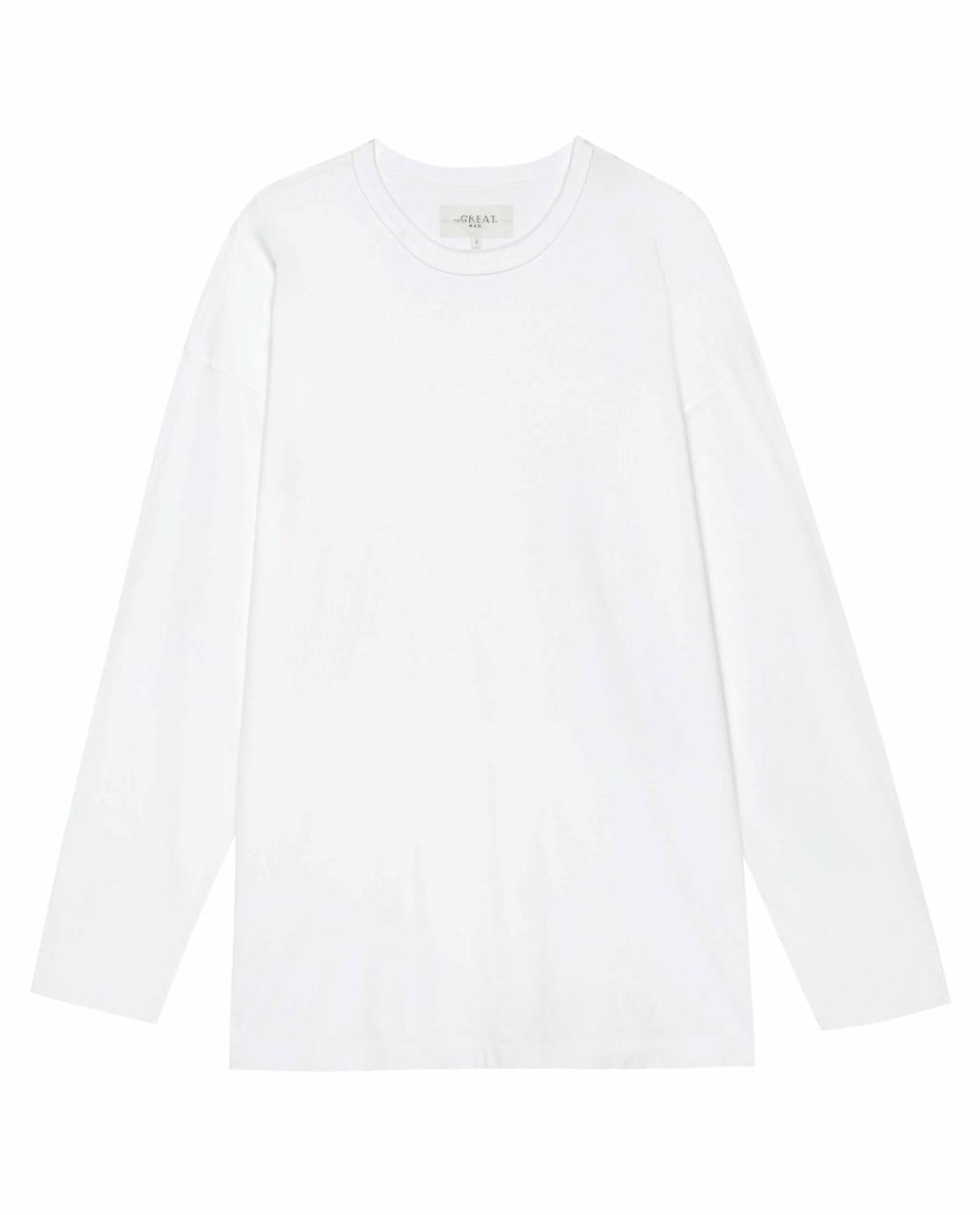 The Great. Tees &amp; Sweats | The Men&#039;s Pure Knits Long Sleeve Boxy Crew. Solid True White - Men