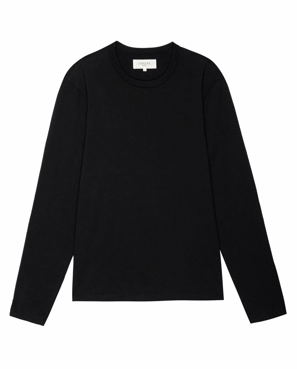 The Great. Tees &amp; Sweats | The Men&#039;s Pure Knits Long Sleeve Slim Crew. Solid Almost Black - Men
