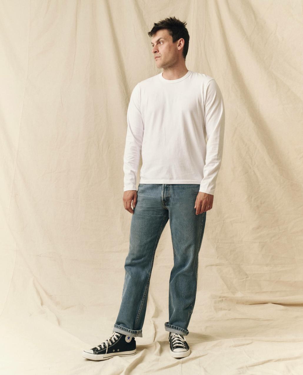 The Great. Tees &amp; Sweats | The Men&#039;s Pure Knits Long Sleeve Slim Crew. True White - Men