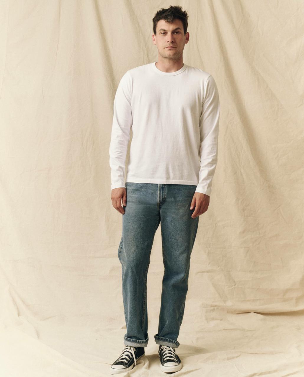 The Great. Tees &amp; Sweats | The Men&#039;s Pure Knits Long Sleeve Slim Crew. True White - Men