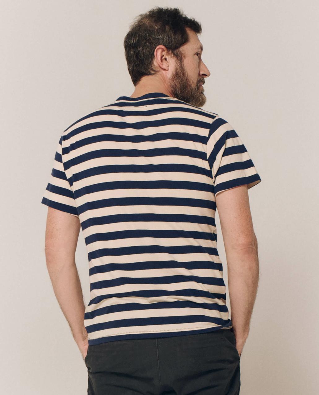 The Great. Tees &amp; Sweats | The Men&#039;s Slim Tee. Navy And Cream Scholar Stripe - Men