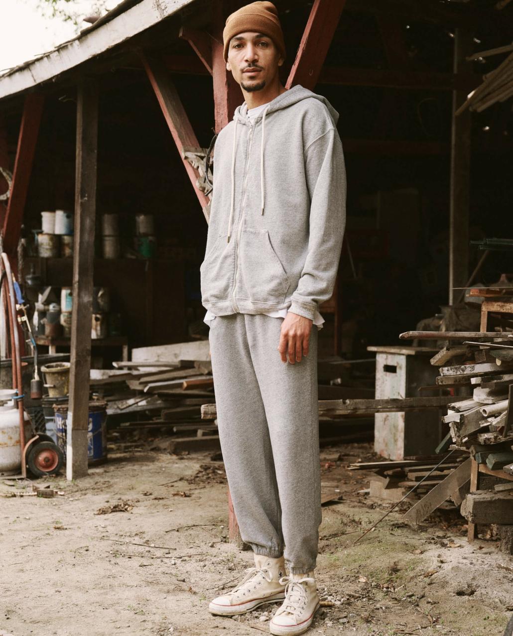 The Great. Tees &amp; Sweats | The Men&#039;s Zip Up Hoodie. Varsity Grey - Men