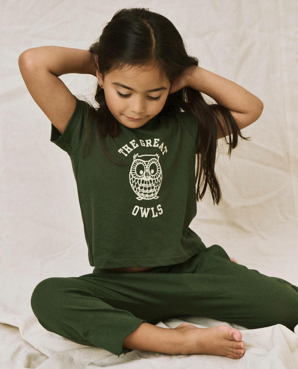 The Great. Tees &amp; Sweats | The Little Boxy Crew. Graphic Dark Forest With Owl Graphic - Kids