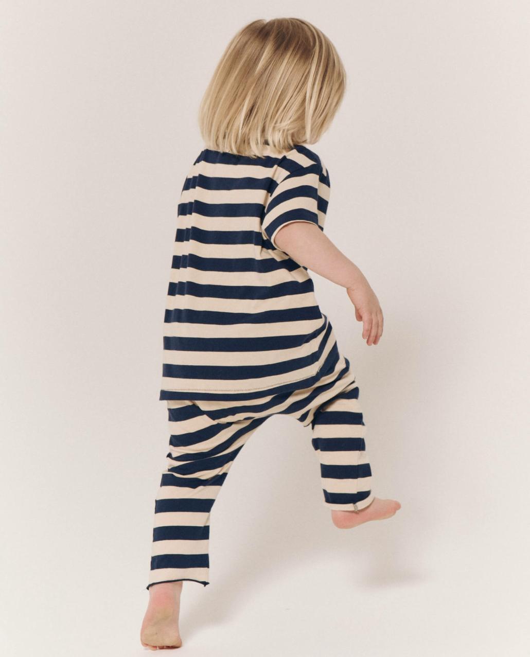The Great. Tees &amp; Sweats | The Little Boxy Crew. Novelty Navy And Cream Scholar Stripe - Kids