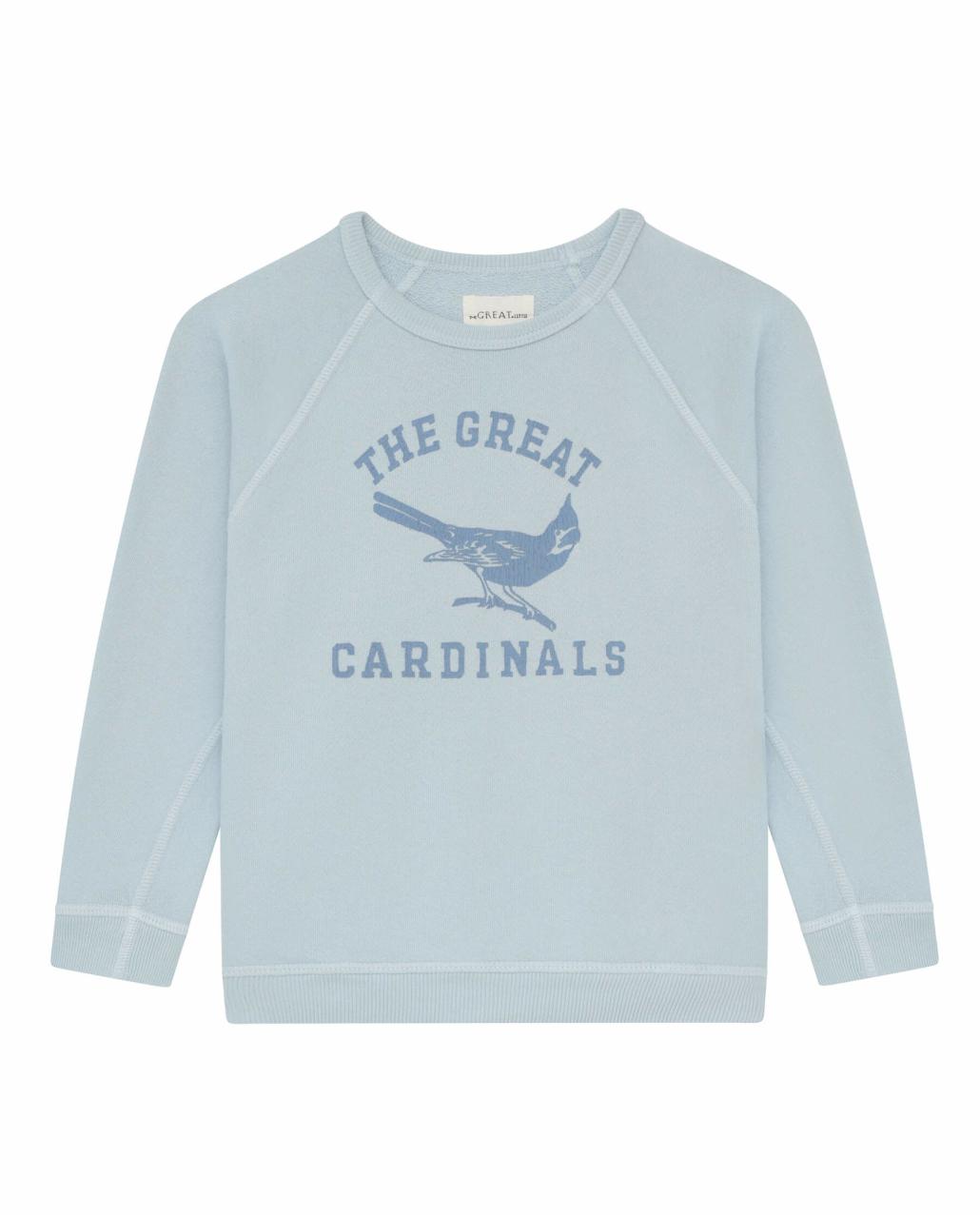 The Great. Tees &amp; Sweats | The Little College Sweatshirt. Graphic Light Sky With Perched Cardi - Kids