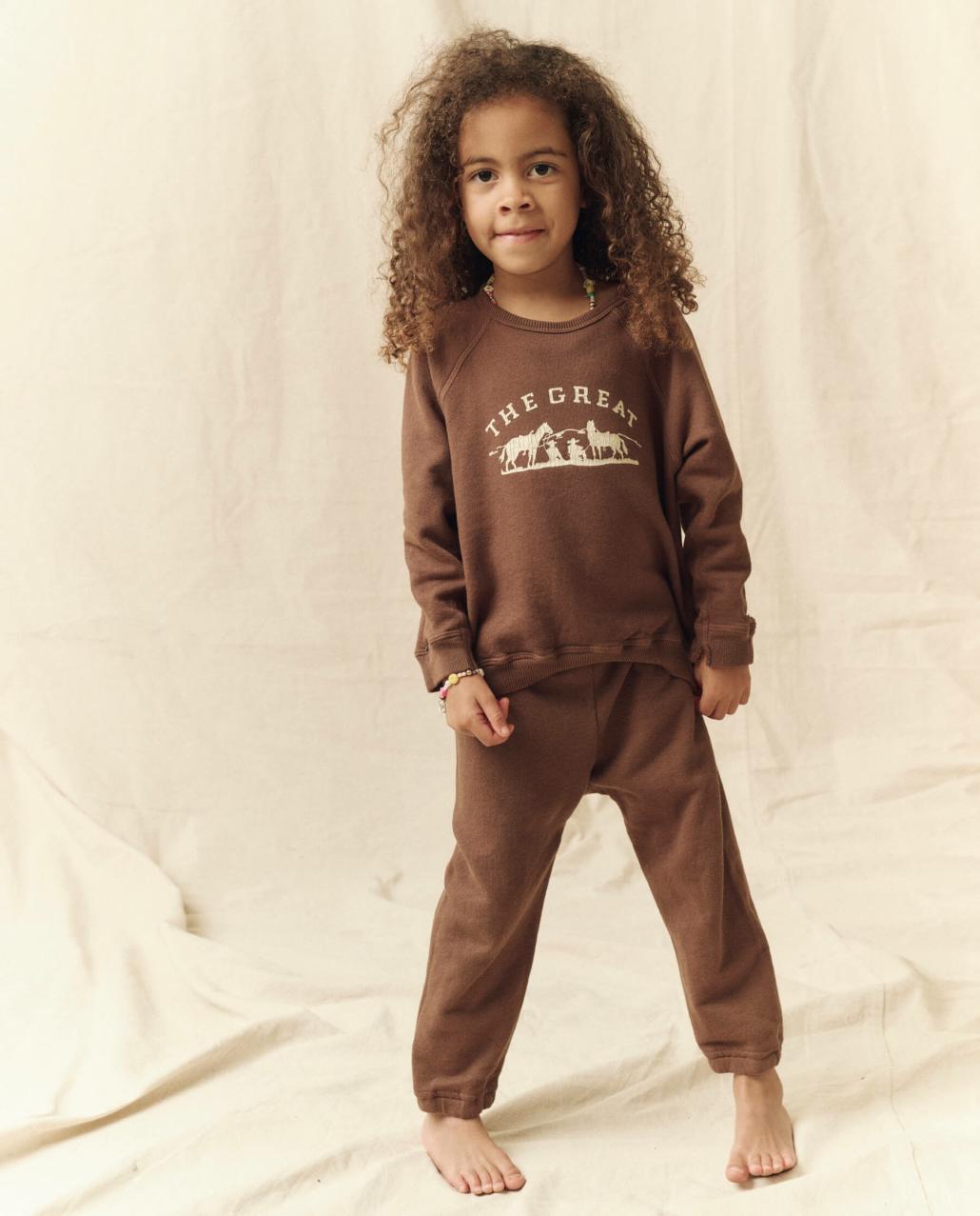 The Great. Tees &amp; Sweats | The Little College Sweatshirt. Hickory With Gaucho Graphic - Kids