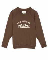 The Great. Tees &amp; Sweats | The Little College Sweatshirt. Hickory With Gaucho Graphic - Kids