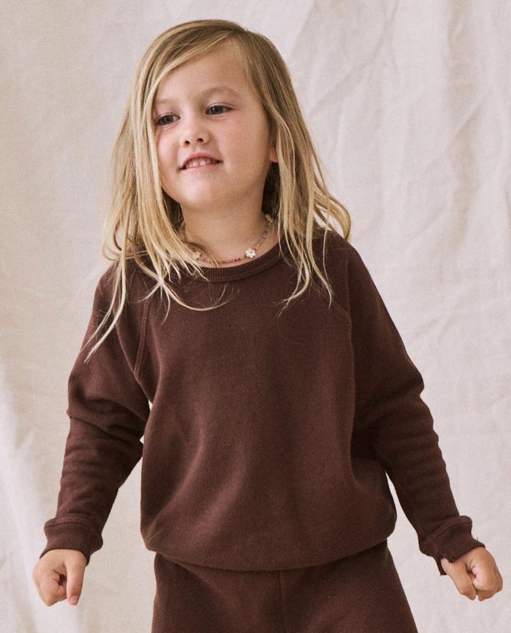 The Great. Tees &amp; Sweats | The Little College Sweatshirt. Solid Toasted Walnut - Kids