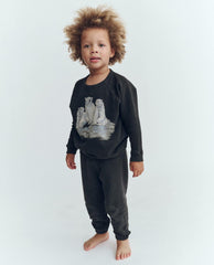 The Great. Tees &amp; Sweats | The Little College Sweatshirt. Washed Black With Polar Bear Graphic - Kids