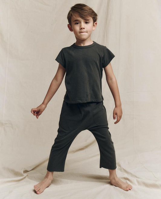 The Great. Tees &amp; Sweats | The Little Jersey Crop. Solid Washed Black - Kids