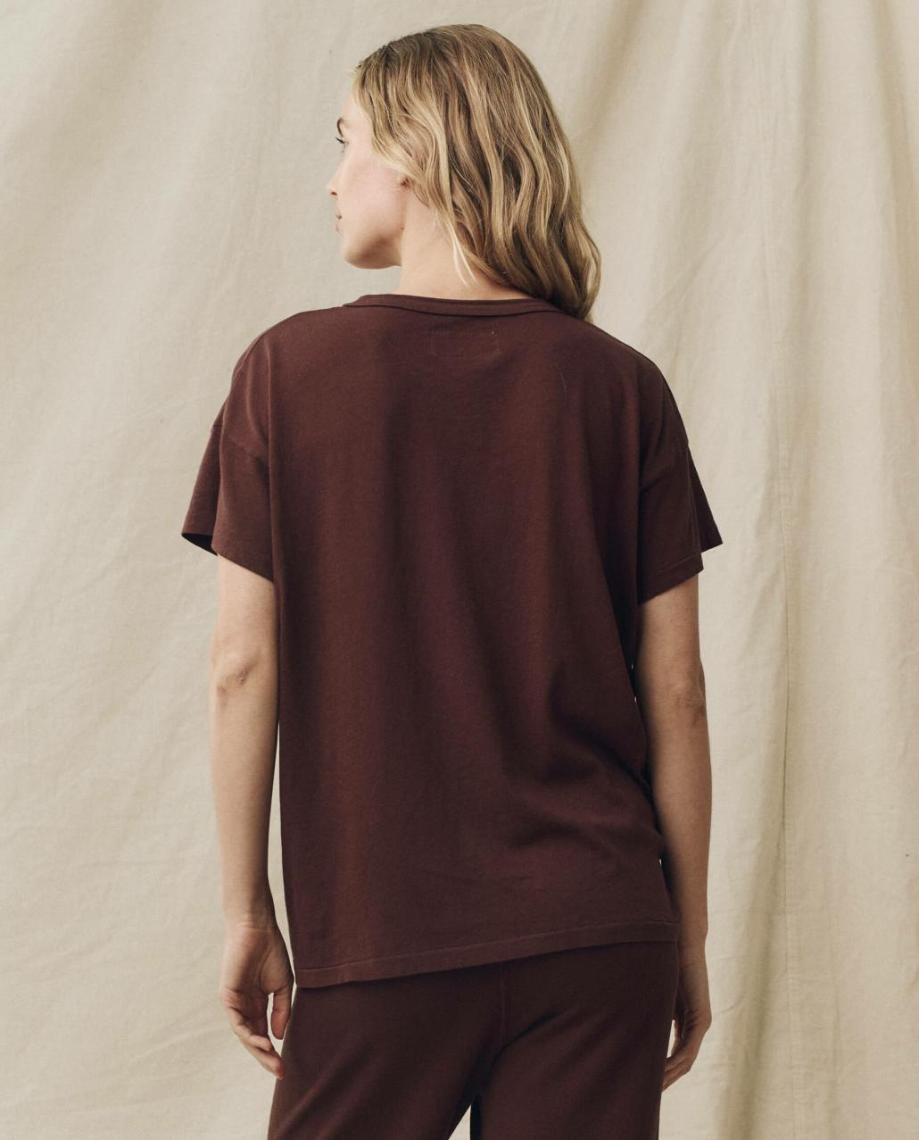 The Great. Tees | The Boxy Crew. Solid Toasted Walnut - Women