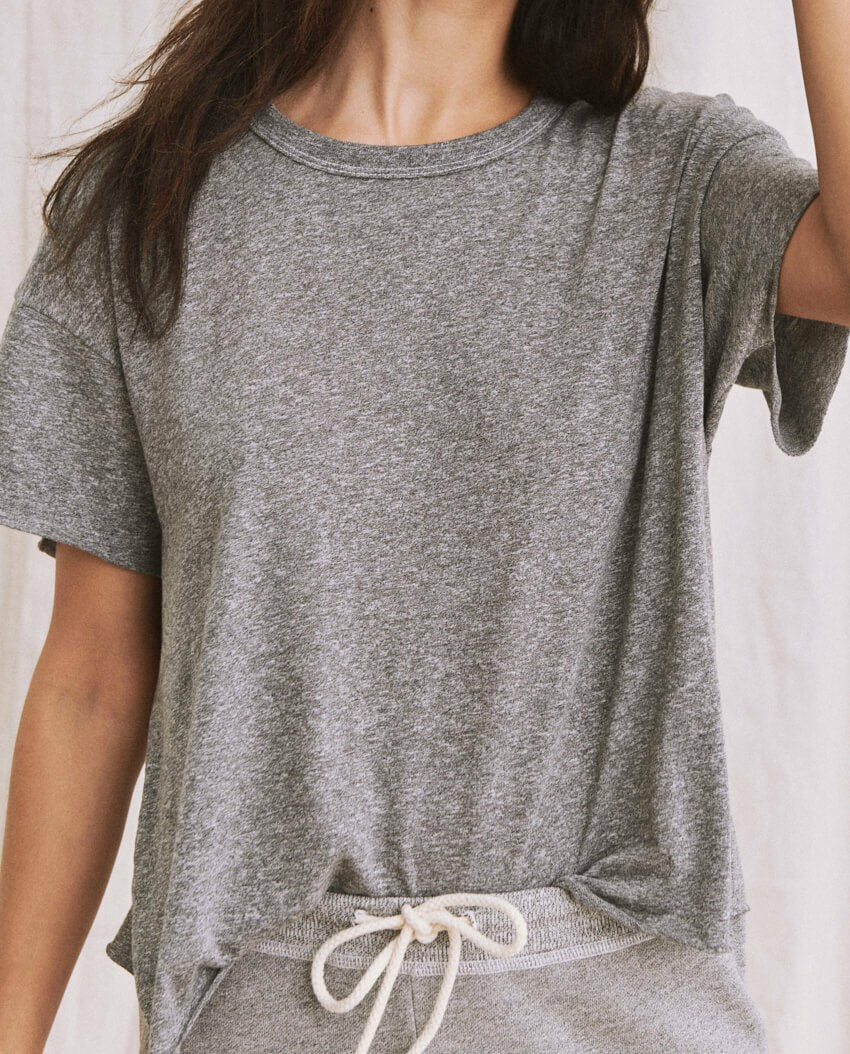 The Great. Tees | The Crop Tee. Solid Heather Grey - Women