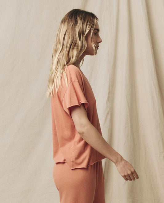 The Great. Tees | The Crop Tee. Solid Sun Dried Orange - Women