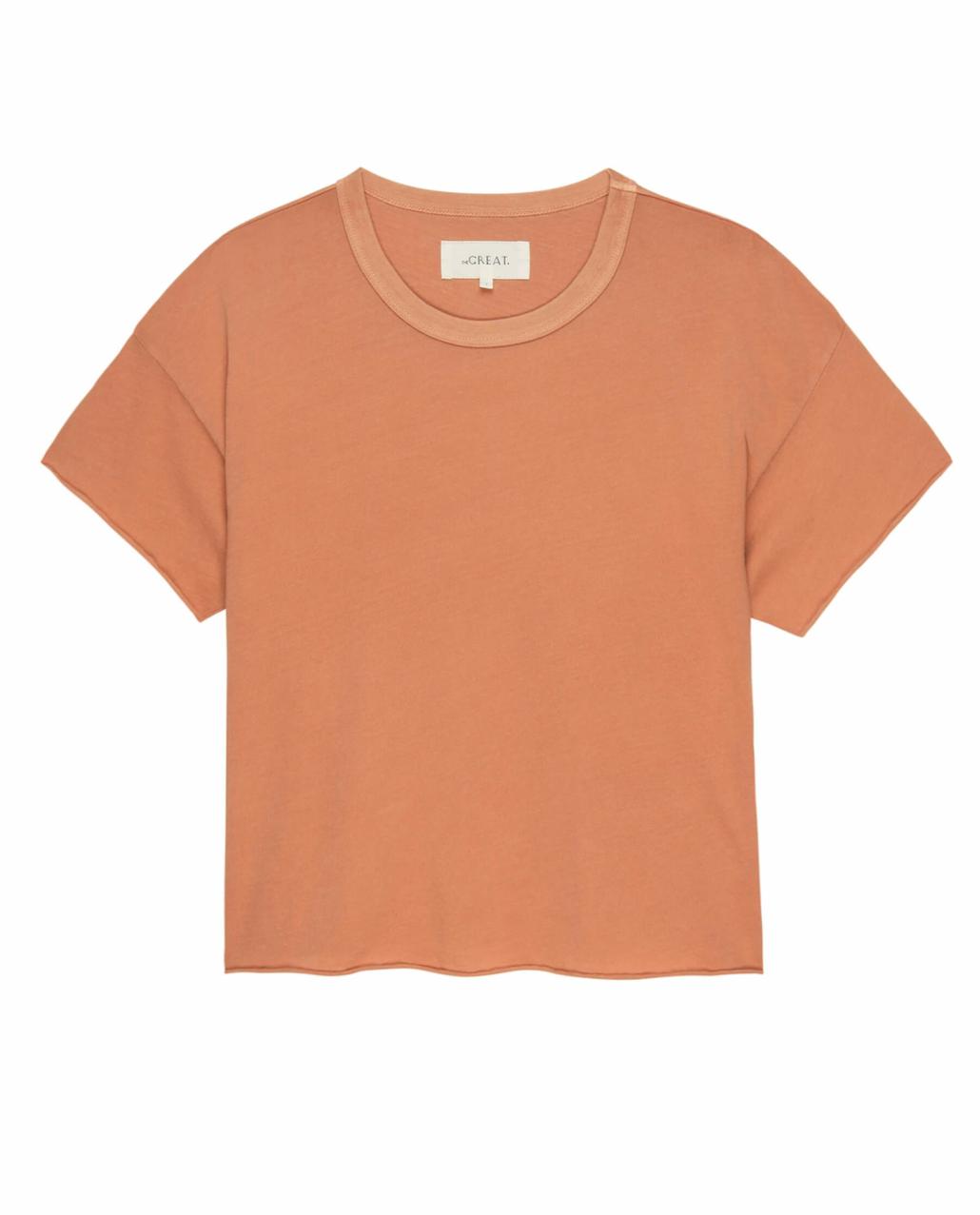 The Great. Tees | The Crop Tee. Solid Sun Dried Orange - Women
