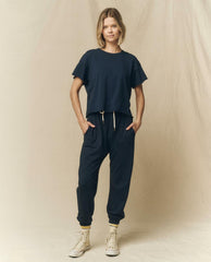 The Great. Tees | The Crop Tee. Solid True Navy - Women