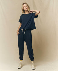 The Great. Tees | The Crop Tee. Solid True Navy - Women