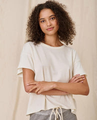The Great. Tees | The Crop Tee. Solid Washed White - Women