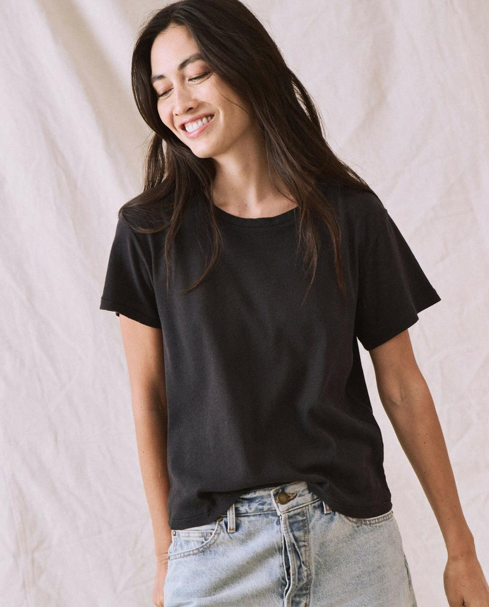 The Great. Tees | The Little Recycled Rib Tee. Night - Women