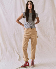 The Great. Tees | The Peak Shoulder Tee. Heather Grey - Women