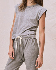 The Great. Tees | The Peak Shoulder Tee. Heather Grey - Women