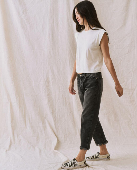 The Great. Tees | The Peak Shoulder Tee. Washed White - Women