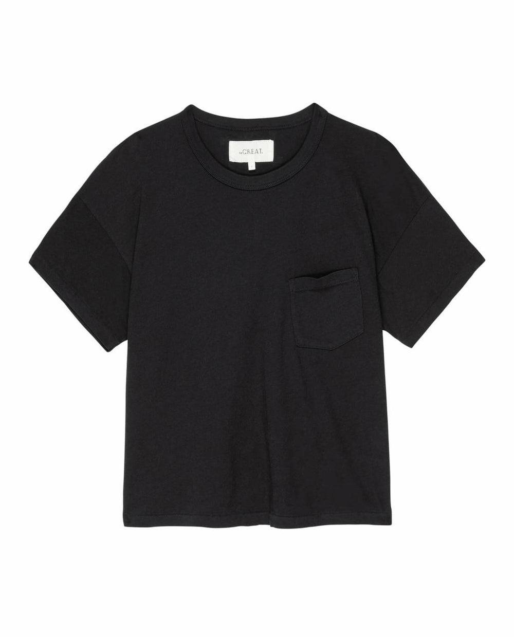 The Great. Tees | The Pocket Tee. Solid Almost Black - Women
